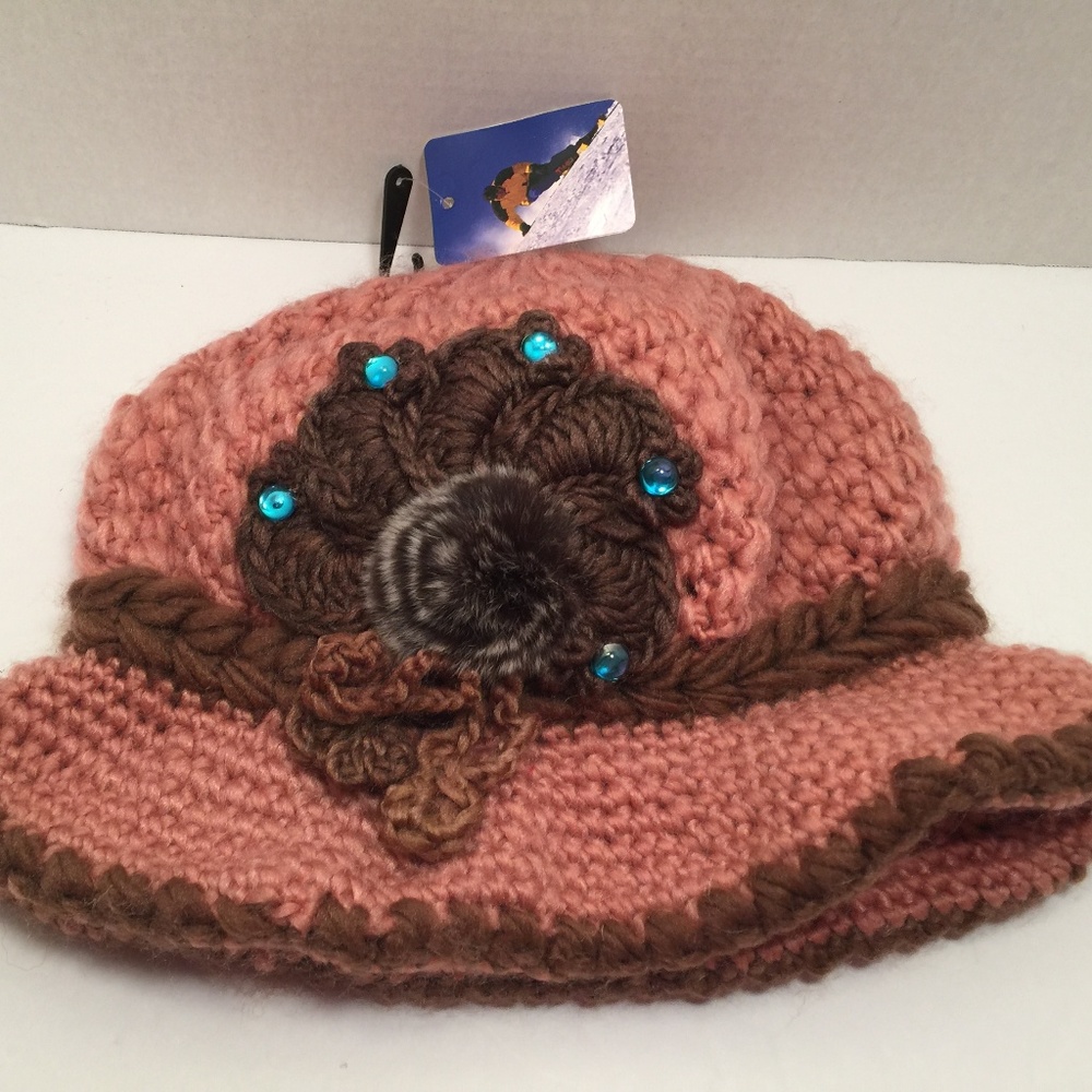 knitted girls nwt mauve 1920s style cloche hat